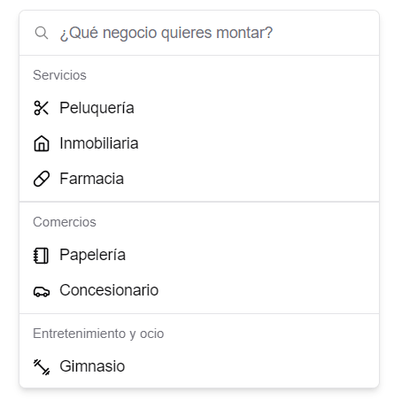 1. Selecciona el tipo de negocio